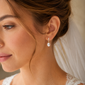 Pendientes de Oro de 9 Quilates con Perla Pera y Circonitas