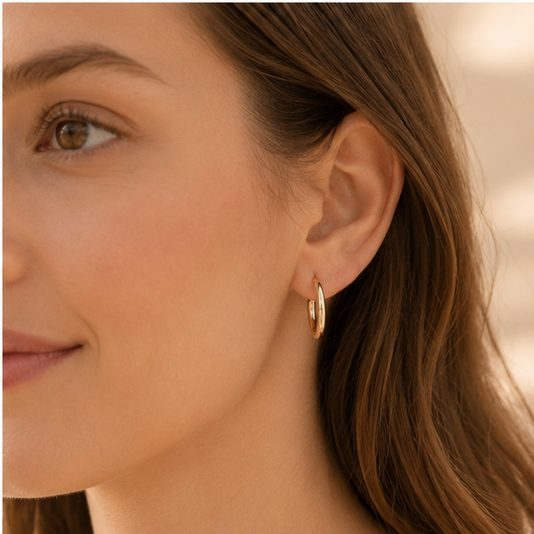 Pendientes Criollas Tubo de Oro de 9 Quilates
