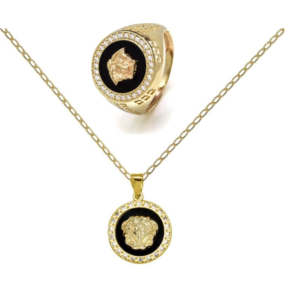 Conjunto Perseo Anillo y Colgante en Oro Amarillo de 9 Kilates