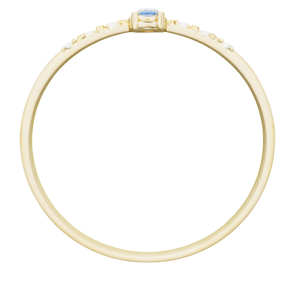 Anillo Solitario Oro de 9 Quilates con Circonita Aguamarina