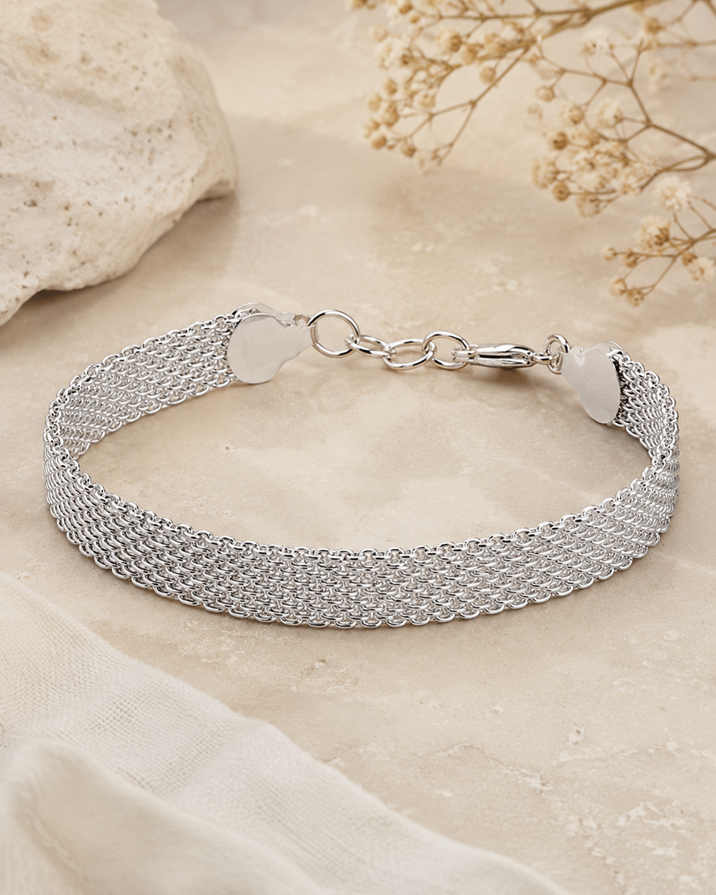 Pulsera Semirígida Tesi de Malla de Acero Inoxidable