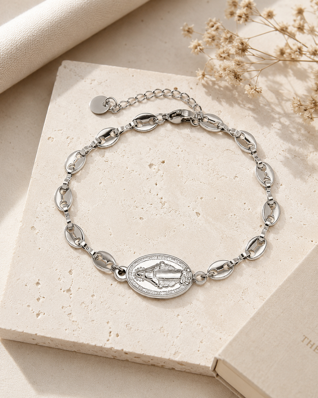 Pulsera Fantasía Virgen Milagrosa de Acero Inoxidable