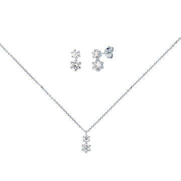 Conjunto Mariana Cadena con Colgante y Pendientes en Oro Blanco 9 Kilates