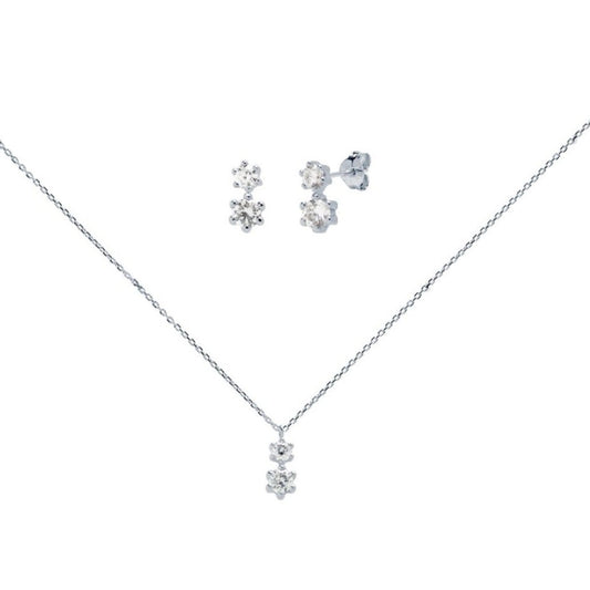 Conjunto Mariana Cadena con Colgante y Pendientes en Oro Blanco 9 Kilates