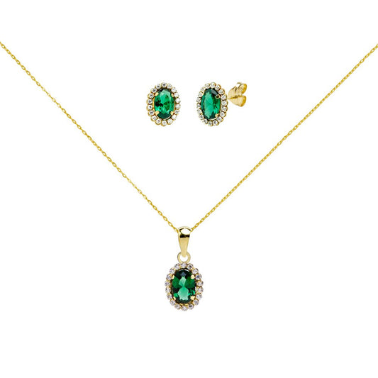 Conjunto Aurora de Pendientes y Colgante en Oro Amarillo 9 Kilates