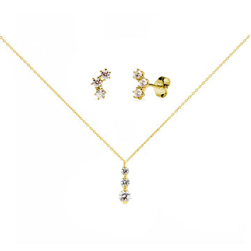Conjunto Tini Cadena con Colgante y Pendientes en Oro Amarillo 9 Kilates