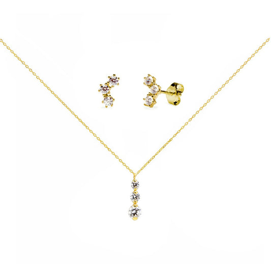 Conjunto Tini Cadena con Colgante y Pendientes en Oro Amarillo 9 Kilates