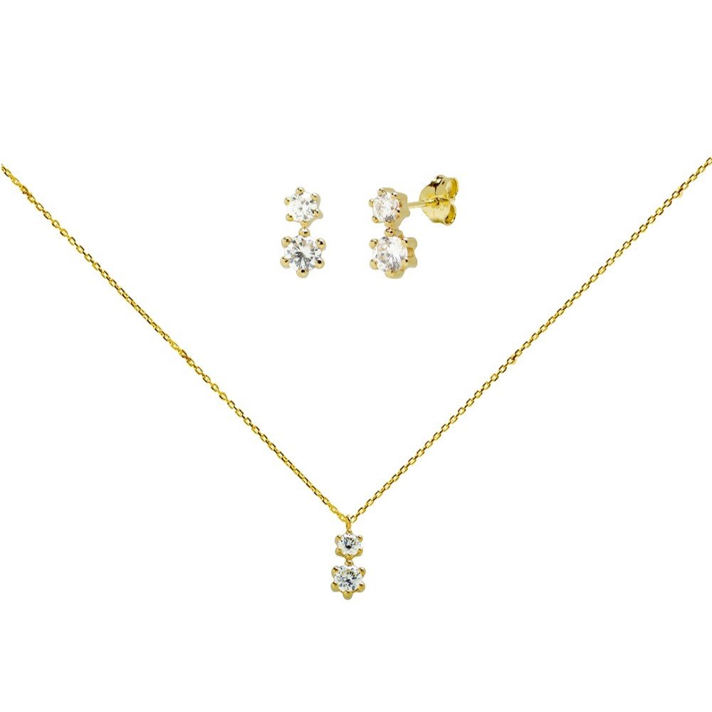 Conjunto Mariana Cadena con Colgante y Pendientes en Oro Amarillo 9 Kilates