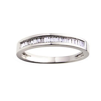 Media Alianza con Diamantes Baguet de 0,30 Quilates en Oro Blanco 18 kilates