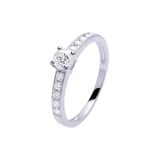 Anillo Americano Faith con Diamantes de 0,47 Quilates en Oro Blanco 18 Kilates