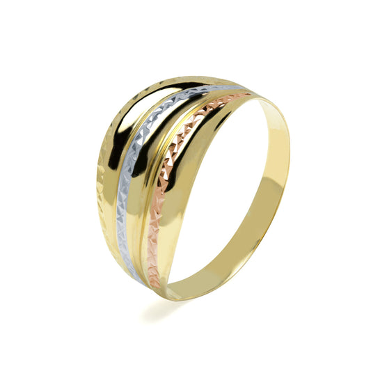 Anillo Diamantado Beth en Oro Tricolor 18 Kilates