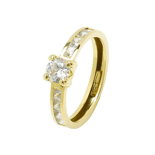 Anillo Lena Solitario Americano con Circonita en Oro Amarillo 18 Kilates