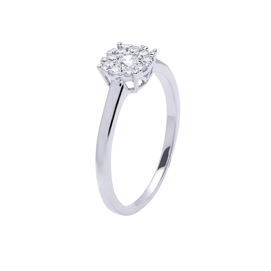 Anillo Americano Grace con Diamantes de 0,20 Quilates en Oro Blanco