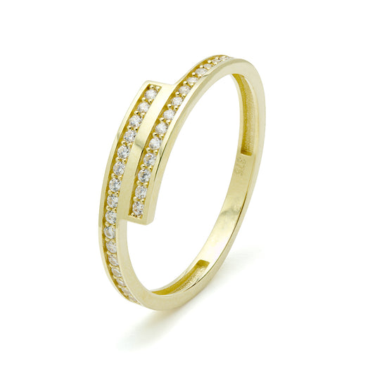 Anillo Maira Bandas Cortadas con Circonita en Oro Amarillo 9 Kilates