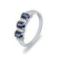 Anillo Dacia con Zafiros y Diamantes 0,20 Quilates en Oro Blanco