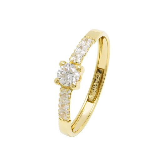 Anillo Jul con Circonitas de Oro Amarillo 18 Kilates