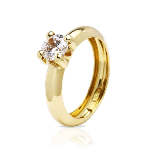 Anillo Tricia Solitario Circonita 4 Grapas en Oro Amarillo 18 kilates