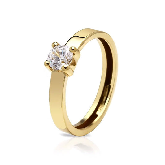 Anillo Feli Solitario en Oro Amarillo 18 kilates con Circonitas