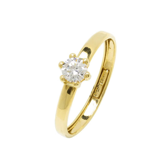 Anillo Lau Solitario con Circonita en Oro Amarillo 18 kilates