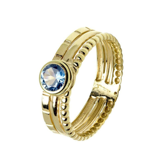 Anillo Solitario Cassy con Aguamarina en Oro Amarillo de 9 kilates