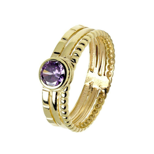 Anillo Solitario Cassy con Circonita Amatista en Oro Amarillo de 9 kilates