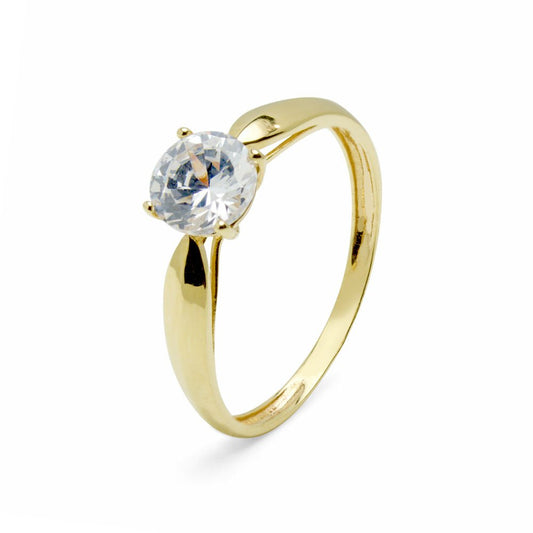 Anillo Solitario con Circonita en Oro Amarillo 9 Kilates