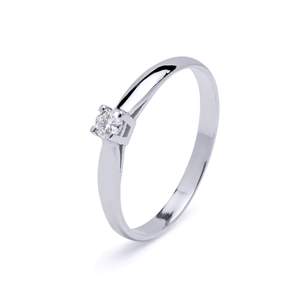 Anillo Solitario Clara con 1 Diamante de 0,10 Quilates en Oro Blanco