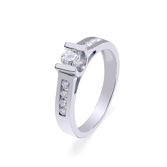 Anillo Americano Arya Diamantes Creados 0,49 Quilates en Oro Blanco