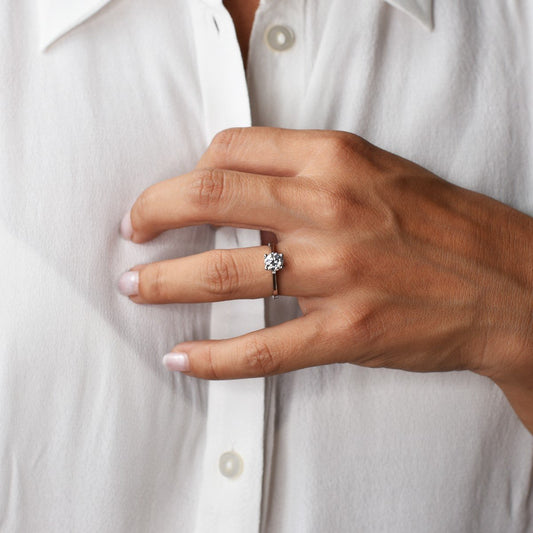 Anillo Solitario Nelly Diamante Creado de 1 Quilate en Oro Blanco