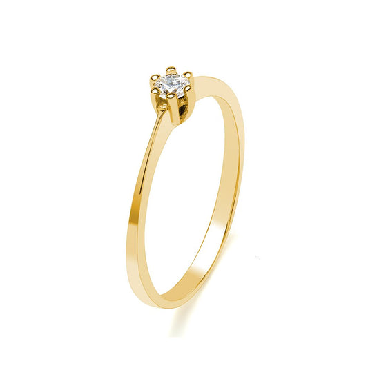 Anillo Solitario Compromiso Goldis Diamante Creado 0,10 Quilates en Oro Amarillo