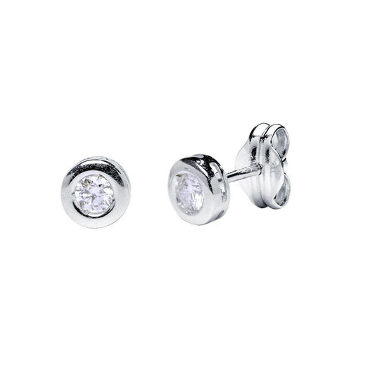 Pendientes Redondos Sahily con Diamantes Creados de 0,20 Quilates en Oro Blanco