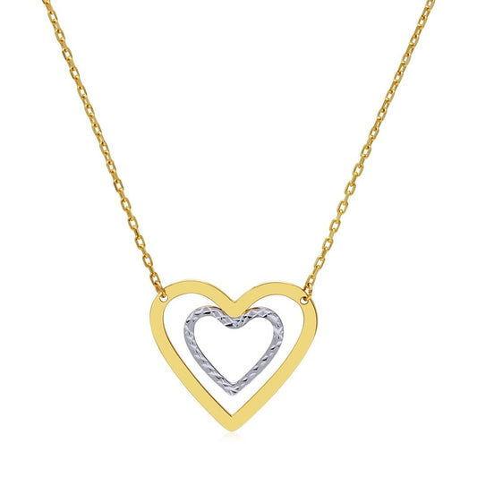 Cadena y Colgante Corazón Oro Bicolor 9 Kilates