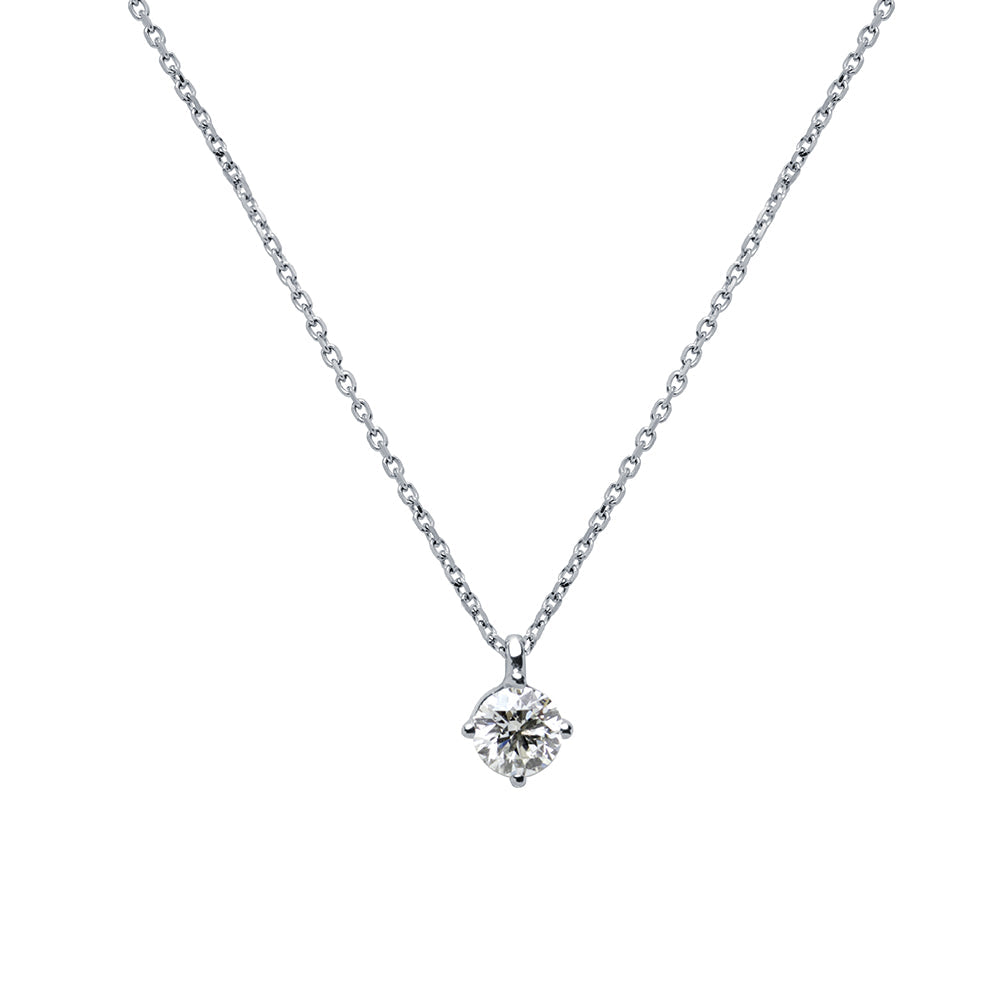 Cadena y Colgante Elvire con Diamante 0,20 Quilates en Oro Blanco