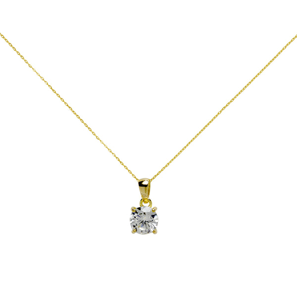 Cadena y Colgante 4 grapas con Circonita (6x6) en Oro Amarillo de 18 Kilates