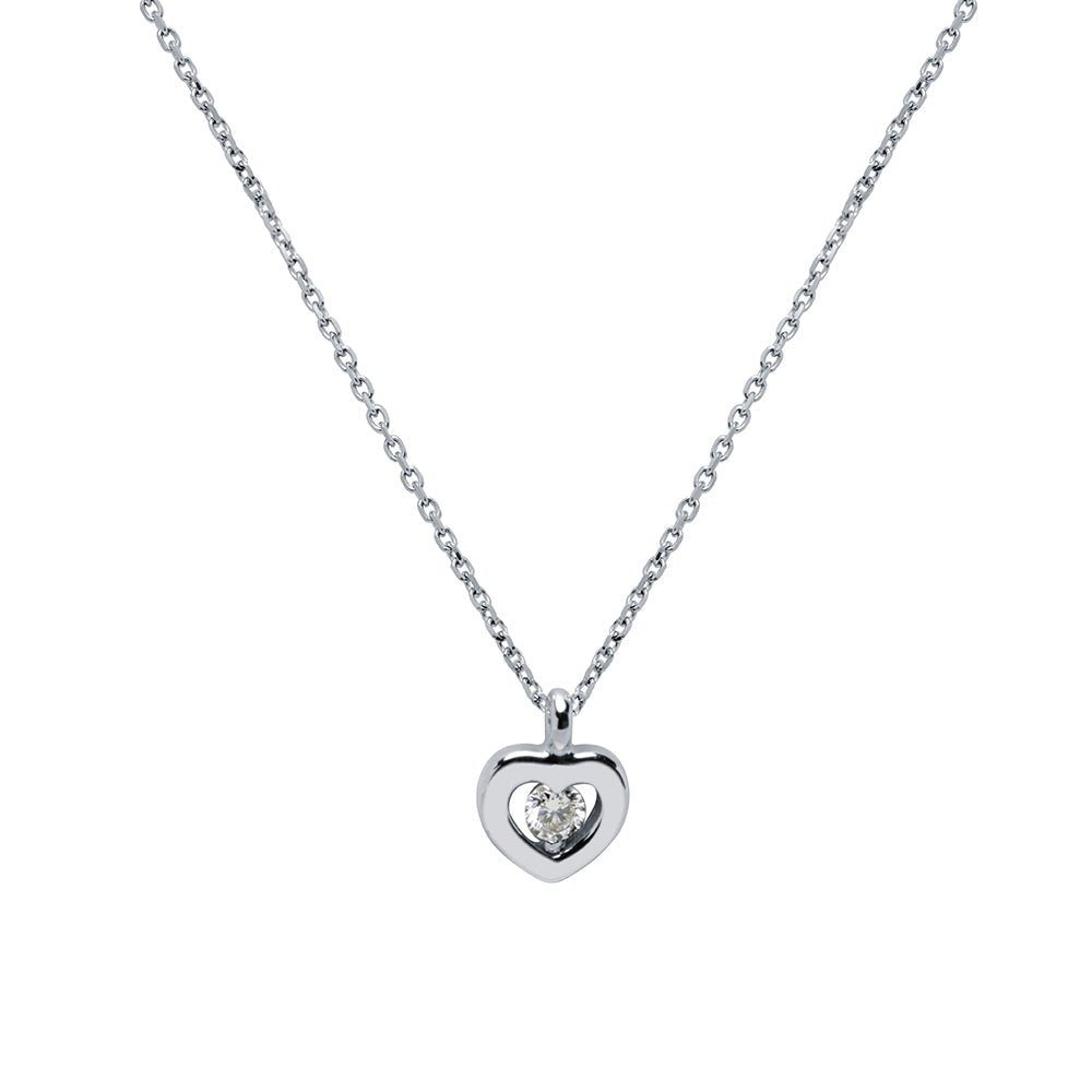 Gargantilla Corazón con Diamante de Oro Blanco 18 Quilates