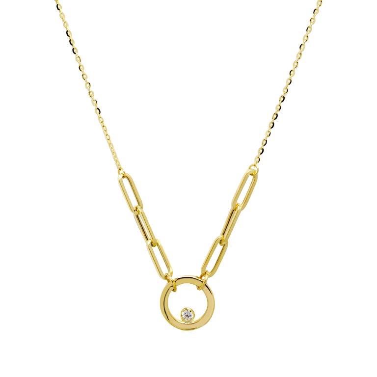 Cadena y Colgante Eternidad con Circonita en Oro Amarillo 18 kilates