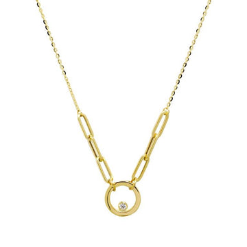 Cadena y Colgante Eternidad con Circonita en Oro Amarillo 18 kilates