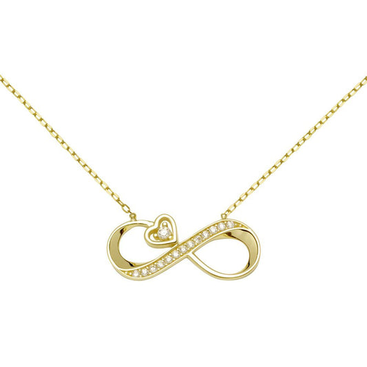 Cadena y Colgante Amor Infinito en Oro Amarillo 18 Kilates y Circonitas