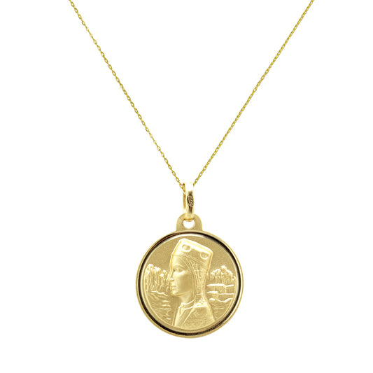 Medalla Escapulario Virgen de Montserrat y Sant Jordi (18x18mm) en Oro Amarillo 18 Kilates