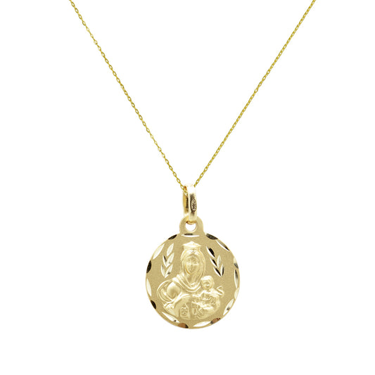 Medalla Escapulario Virgen del Carmen y Jesús (16x16mm) en Oro Amarillo 18 Kilates