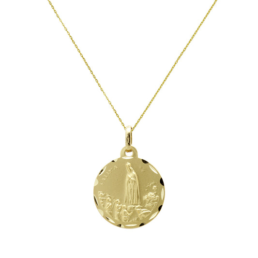 Medalla Virgen de Fátima (18x18mm) en Oro Amarillo 18 Kilates