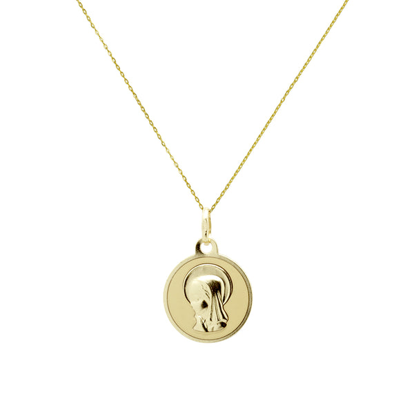 Medalla Virgen Niña (14x14mm) en Oro Amarillo 18 Kilates