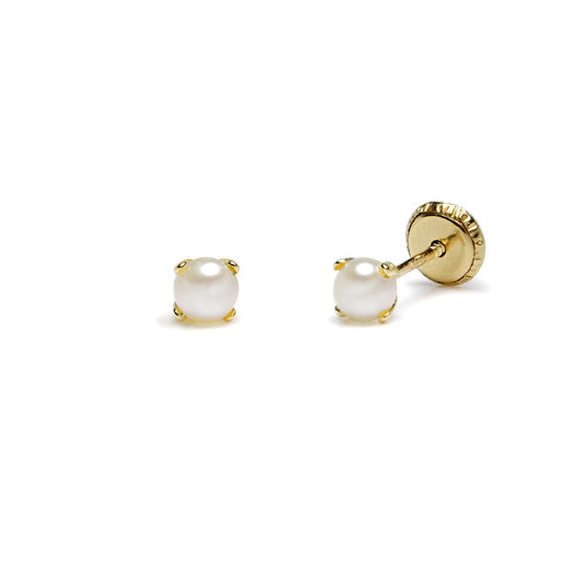 Pendientes Bebé Perla en Oro Amarillo 9 Kilates