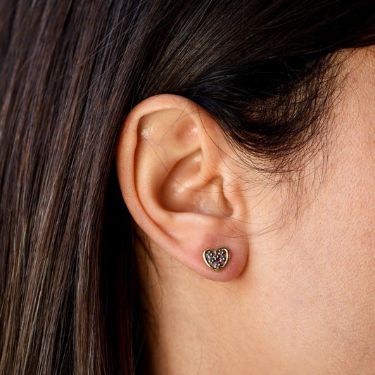 Pendientes Corazón  (8x7) en Oro Bicolor 9 Kilates