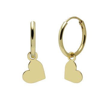 Pendientes Aro Corazón en Oro Amarillo 9 Kilates