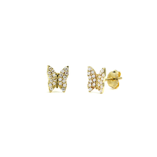 Pendientes Mariposa con Circonitas en Oro Amarillo 9 Kilates