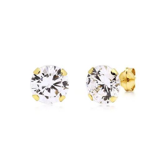 Pendientes Diane Circonitas en Garra 8x8 en Oro Amarillo 9 Kilates