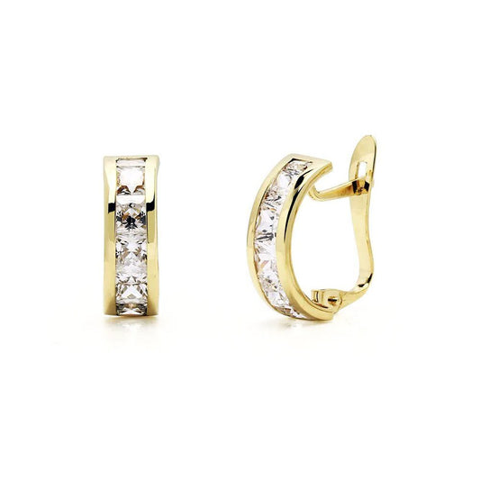 Pendientes Alisson con Circonitas en Oro Amarillo 9 Kilates