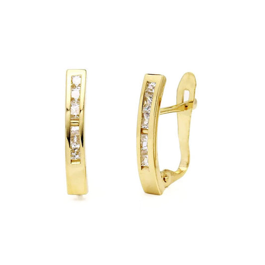 Pendientes Elise con Circonitas en Oro Amarillo 9 Kilates