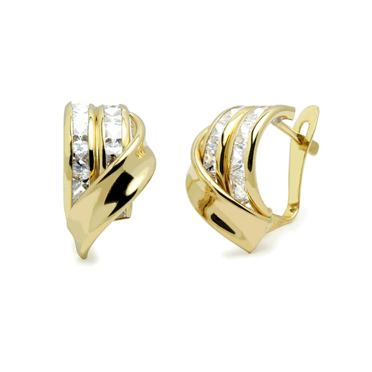 Pendientes Bandas con Circonitas en Oro Amarillo 9 Kilates